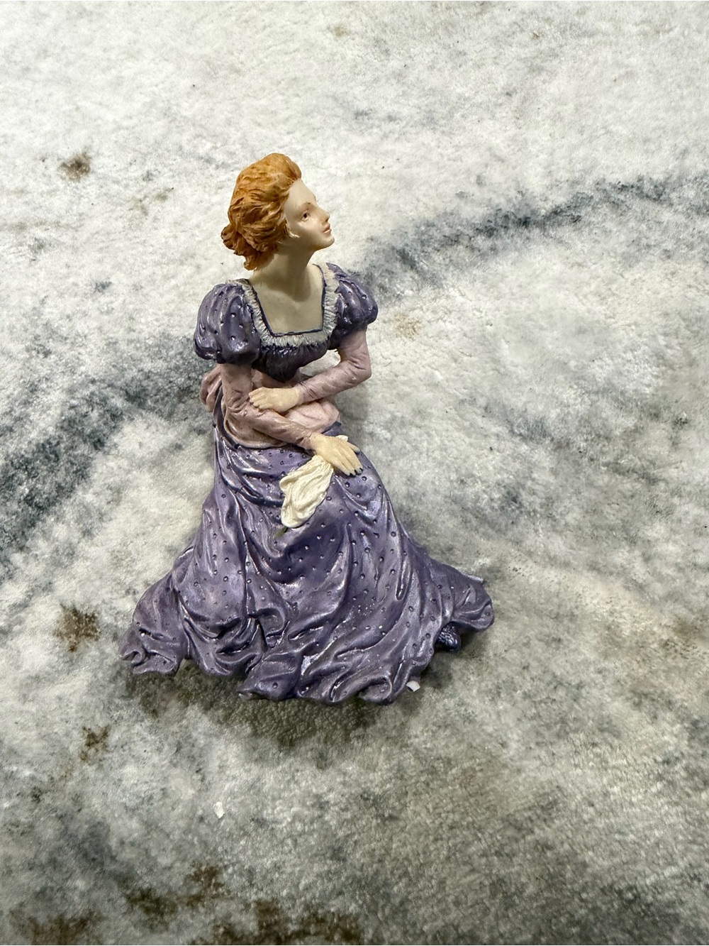 Dollhouse Miniature Resin Victorian Woman in Lavender Dress